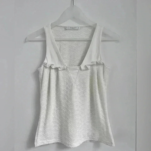 Rayure Paris Stripe Stretch France White Textured Tank Top Y2K - Picture 1 of 2